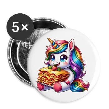 La licorne aime les lasagnes italiennes - Lot de 5 grands badges (56 mm) - blanc - Devant
