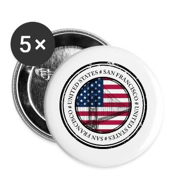 Bridge Sketch Over American Flag Circle - Buttons large 2.2''/56 mm (5-pack) - white - Front