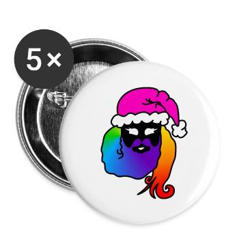 WeihnachtsMann-Frau Androgyn : Sticky Queer Pride - Buttons groß 56 mm (5er Pack) - Weiß - Vorne