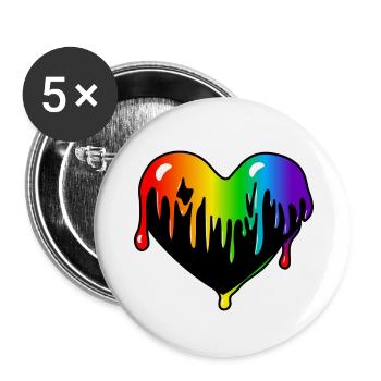 Klebriges Herz trieft : Sticky Queer Pride - Buttons groß 56 mm (5er Pack) - Weiß - Vorne