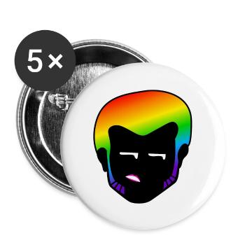 Genervtes Augenrollen : Sticky Queer Pride - Buttons groß 56 mm (5er Pack) - Weiß - Vorne