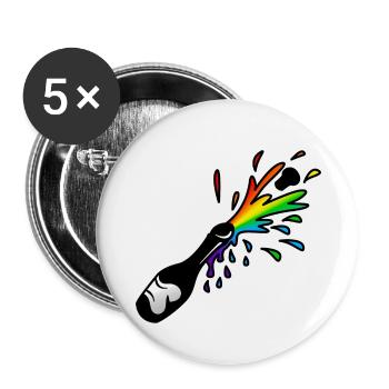 Schampus-Flasche Sekt-Flasche : Sticky Queer Pride - Buttons groß 56 mm (5er Pack) - Weiß - Vorne