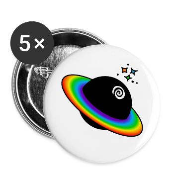 Regenbogen Planet : Sticky Queer Pride - Buttons groß 56 mm (5er Pack) - Weiß - Vorne