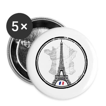 Grunge Eiffelturm in französischer Flagge - Buttons groß 56 mm (5er Pack) - Weiß - Vorne