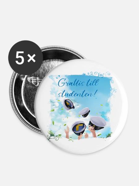 Abschlussfeier 2024 Abiturfeier - Buttons groß 56 mm (5er Pack) - Weiß