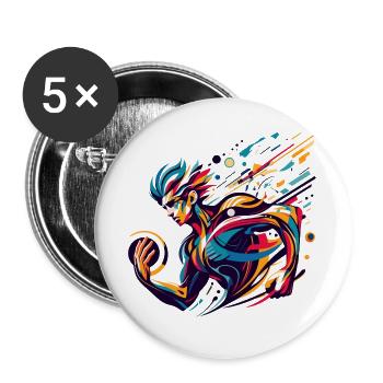 Athlète futuriste aux couleurs vives - Lot de 5 grands badges (56 mm) - blanc - Devant