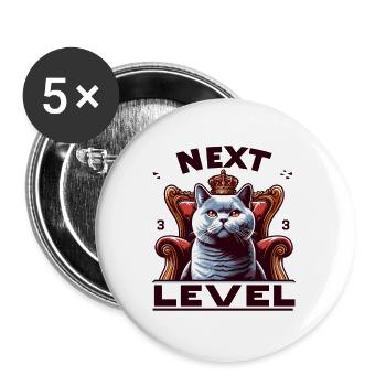 BKH Britisch Kurzhaar Blau Katze Königssessel - Buttons groß 56 mm (5er Pack) - Weiß - Vorne