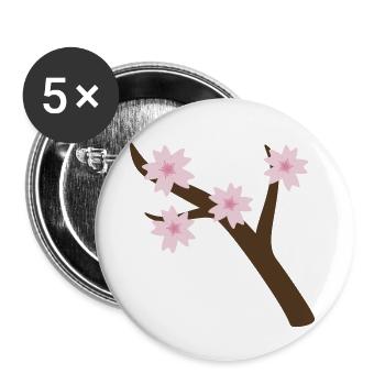 Branche de Sakura - Lot de 5 grands badges (56 mm) - blanc - Devant