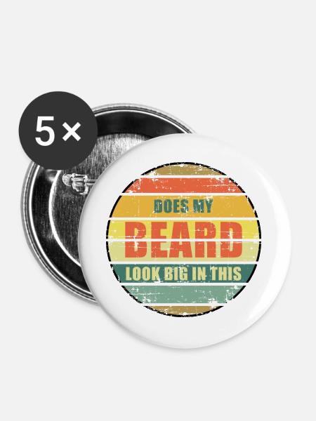Sieht mein Bart darin groß aus? - Buttons groß 56 mm (5er Pack) - Weiß