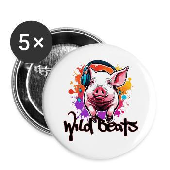 Headphones / Audio / Music / Sound / Cool - Buttons large 2.2''/56 mm (5-pack) - white - Front