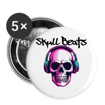 Kopfhörer / Audio / Musik / Klang / cool - Buttons groß 56 mm (5er Pack) - Weiß - Vorne