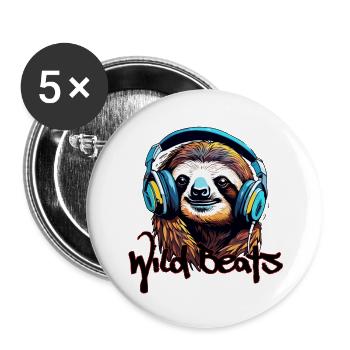 Kopfhörer / Audio / Musik / Klang / cool - Buttons groß 56 mm (5er Pack) - Weiß - Vorne