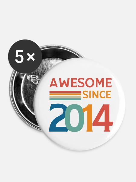 Großartig seit 2014 - Buttons groß 56 mm (5er Pack) - Weiß