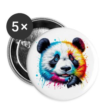 Panda - Buttons groß 56 mm (5er Pack) - Weiß - Vorne
