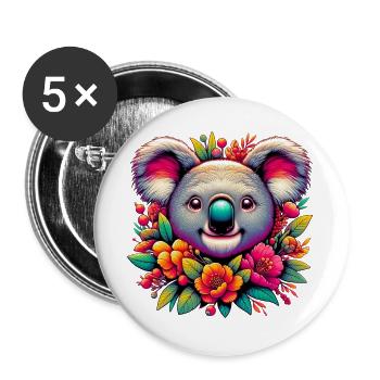 Koala - Lot de 5 grands badges (56 mm) - blanc - Devant