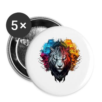 Löwen Königspower - Buttons groß 56 mm (5er Pack) - Weiß - Vorne