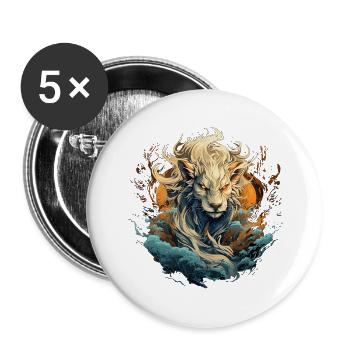 Löwengöttergeist - Buttons groß 56 mm (5er Pack) - Weiß - Vorne