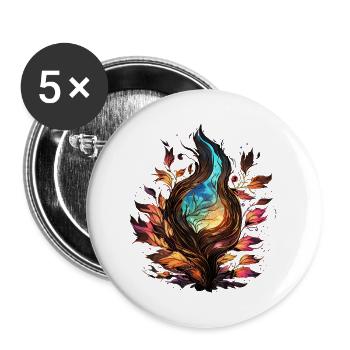 Naturflammenmacht - Buttons groß 56 mm (5er Pack) - Weiß - Vorne