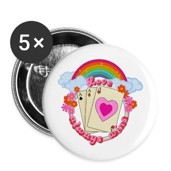 Love always wins - Buttons groß 56 mm (5er Pack) - Weiß - Vorne