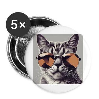 Cool Cat #1 - Buttons groß 56 mm (5er Pack) - Weiß - Vorne
