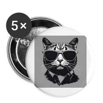 Cool Cat#2 - Buttons groß 56 mm (5er Pack) - Weiß - Vorne