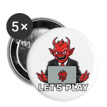 Diable rouge - Lot de 5 grands badges (56 mm) - blanc - Devant