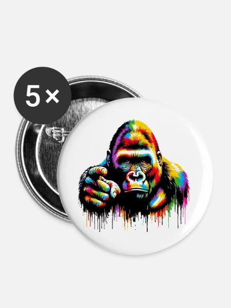 Gorilla - Buttons groß 56 mm (5er Pack) - Weiß