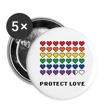 Protect Love Pixel Art LGTBQAI+ - Buttons large 2.2''/56 mm (5-pack) - white - Front