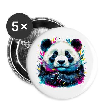 Panda - Lot de 5 grands badges (56 mm) - blanc - Devant