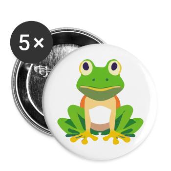 Grüner Frosch sitzt. - Buttons groß 56 mm (5er Pack) - Weiß - Vorne