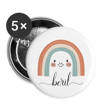 Beril! Rainbow, customizable - Buttons large 2.2''/56 mm (5-pack) - white - Front