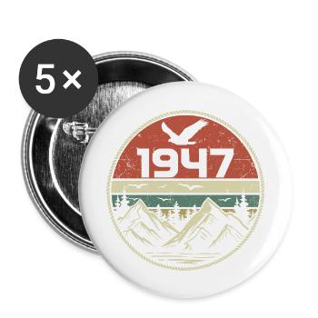 Vintage 1947 Classique 1947 rétro 1947 Cadeau 1947 - Lot de 5 grands badges (56 mm) - blanc - Devant