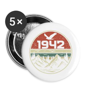 Vintage 1942 Classique 1942 rétro 1942 Cadeau 1942 - Lot de 5 grands badges (56 mm) - blanc - Devant