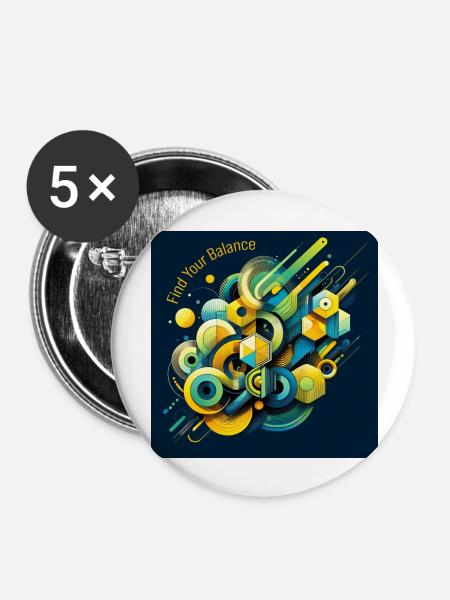 Dynamic Geometric Energy - Buttons groß 56 mm (5er Pack) - Weiß