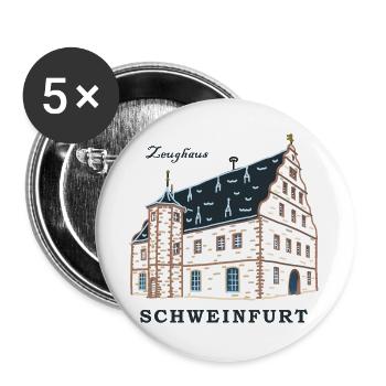Schweinfurt, Dessin Zeughaus, Franconie, Bavière - Lot de 5 grands badges (56 mm) - blanc - Devant