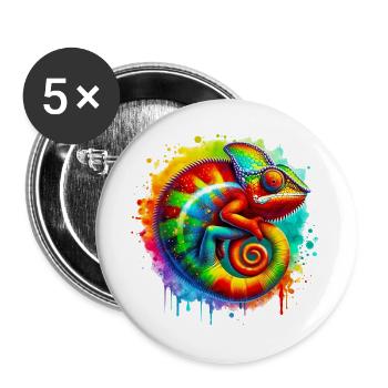 Chamäleon - Buttons groß 56 mm (5er Pack) - Weiß - Vorne