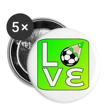ICH LIEBE ES, FUSSBALL ZU SPIELEN - Buttons groß 56 mm (5er Pack) - Weiß - Vorne