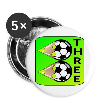 3rd Birthday - Soccer THREE - Buttons large 2.2''/56 mm (5-pack) - white - Front