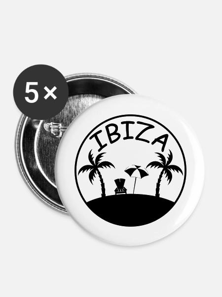 insel palmen ibiza - Buttons groß 56 mm (5er Pack) - Weiß