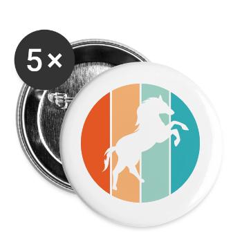 Pferd retro Farben Galopp Tiere Natur Illustration - Buttons groß 56 mm (5er Pack) - Weiß - Vorne