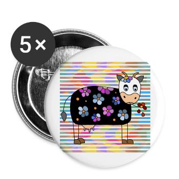 Kuh - Buttons groß 56 mm (5er Pack) - Weiß - Vorne