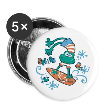 Splash - Surferglück - Buttons groß 56 mm (5er Pack) - Weiß - Vorne