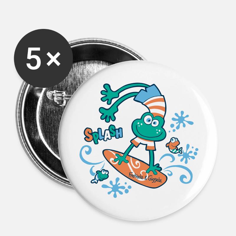 Splash - Surferglück - Buttons groß 56 mm (5er Pack) - Weiß