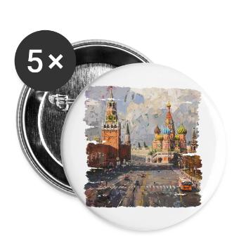 Red Square in Moscow - Buttons large 2.2''/56 mm (5-pack) - white - Front
