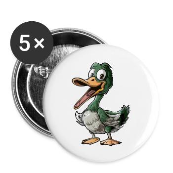 Cheerful duck with big smile - Buttons large 2.2''/56 mm (5-pack) - white - Front