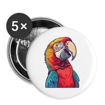 Colorful parrot portrait in detail - Buttons large 2.2''/56 mm (5-pack) - white - Front