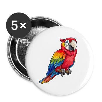 Colorful macaw on gray background - Buttons large 2.2''/56 mm (5-pack) - white - Front