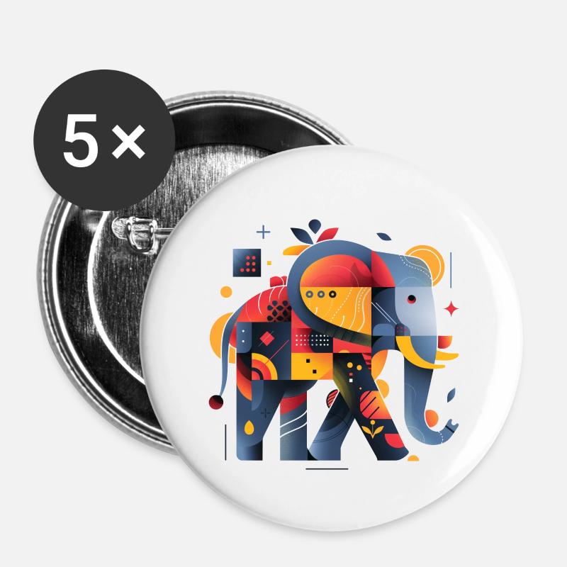 Elephant | abstract artwork - Buttons large 2.2''/56 mm (5-pack) - white