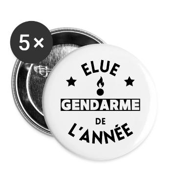 Élue gendarme de l'année - Lot de 5 grands badges (56 mm) - blanc - Devant
