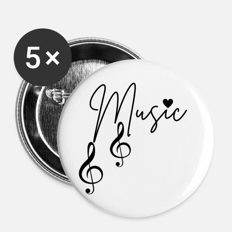 Musical Notes - Buttons large 2.2''/56 mm (5-pack) - white